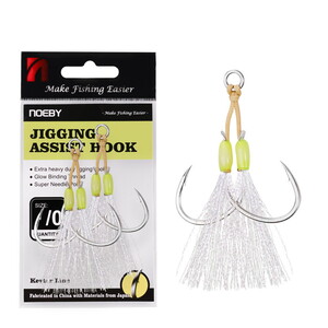  Noeby Jigging Hook-C 1/0 Assist Glow 2 Pcs